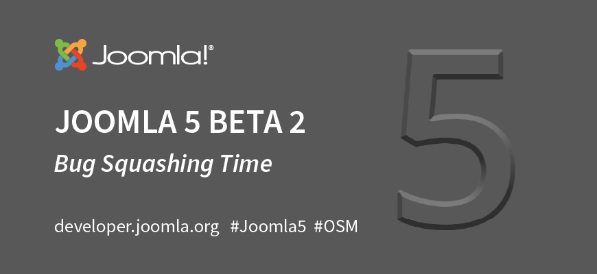 Grey marketing image for Joomla 5.0 Beta 2