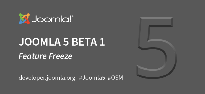 Grey marketing image for Joomla 5.0 Beta 1