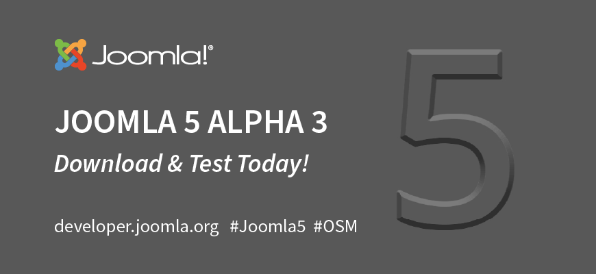 Grey marketing image for Joomla 5.0 Alpha3